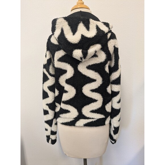 Asos Black And White Scribble Borg Teddy Fleece Hoodie sz 10 Funky Punk - Picture 9 of 13